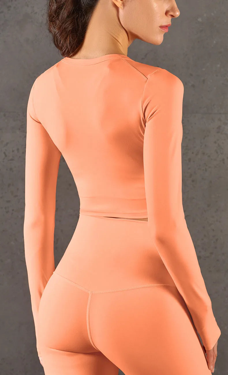 High-elastic Tight-fitting Slim Finger Sleeves Waist-length Fitness Long Sleeves - Bellarte Enchanté High-elastic Tight-fitting Slim Finger Sleeves Waist-length Fitness Long Sleeves